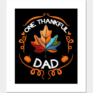 One thankful dad autumn leaves Posters and Art